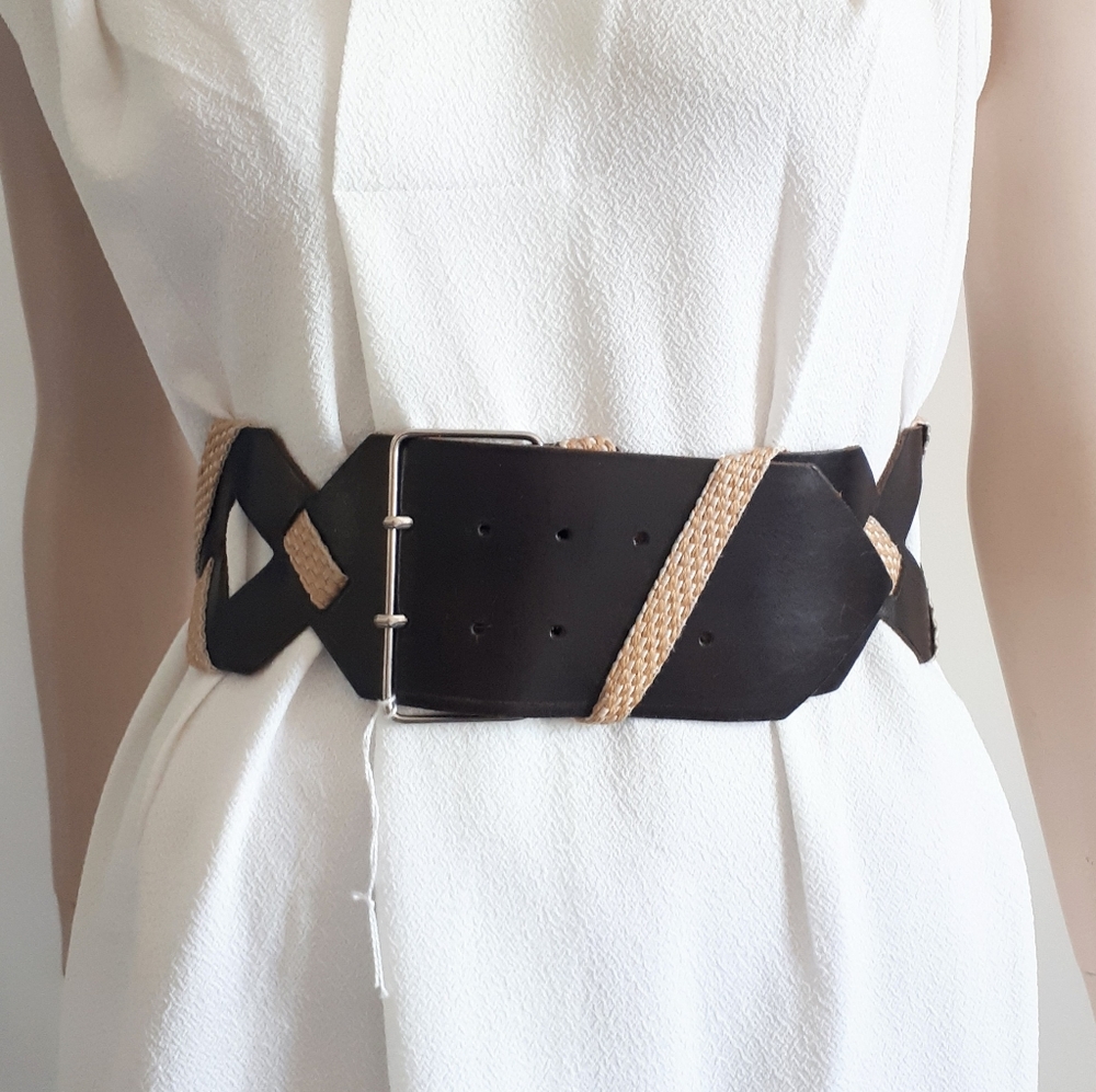 Double-prong Leather and Fabric Belt